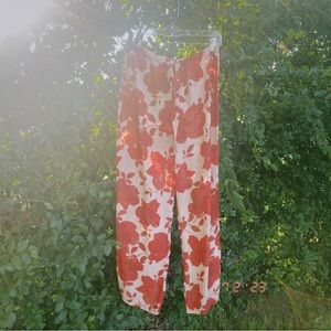 🌼 4 for $40 Flower Bundle Sale 🌼 Express Vintage-Style SHEER Pants - Red Roses